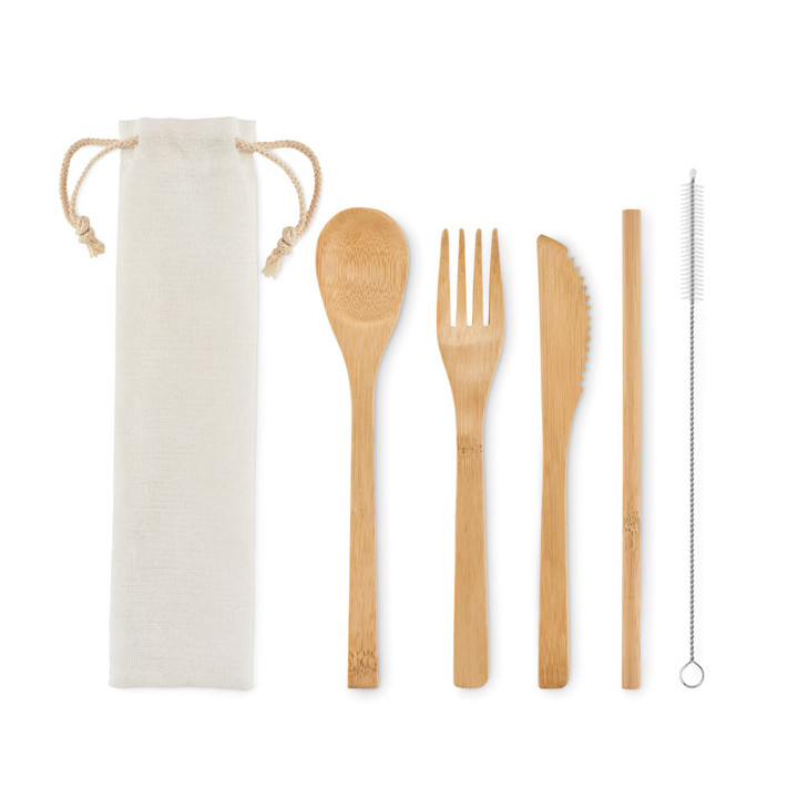SETSTRAW · Couverts en bambou avec paille MO6121-13