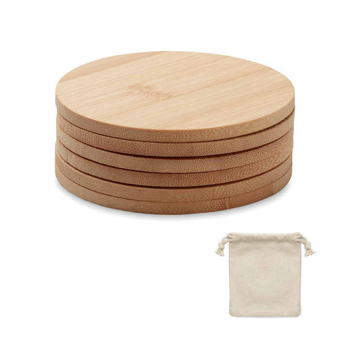 BAYIN SET · Lot de 6 sous-verres en bambou MO6601-40