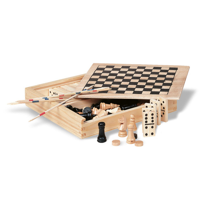 TRIKES · 4 jeux dans une boîte en bois KC2941-40