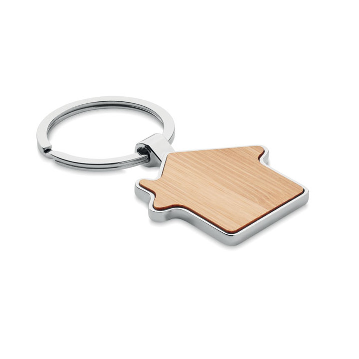 BURNIE · Porte-clés maison métal bambou MO9949-40