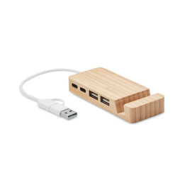HUBSTAND · Hub USB 4 ports en bambou MO2144-40