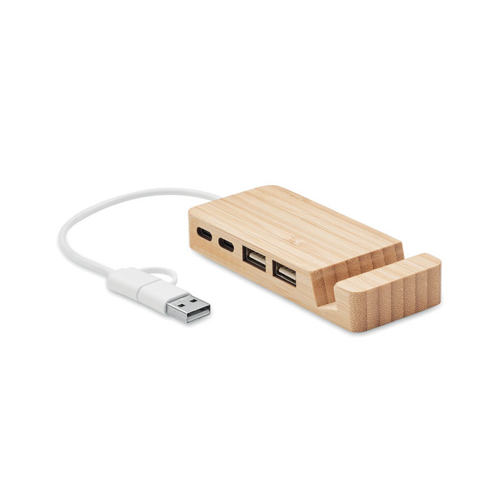 HUBSTAND · Hub USB 4 ports en bambou MO2144-40